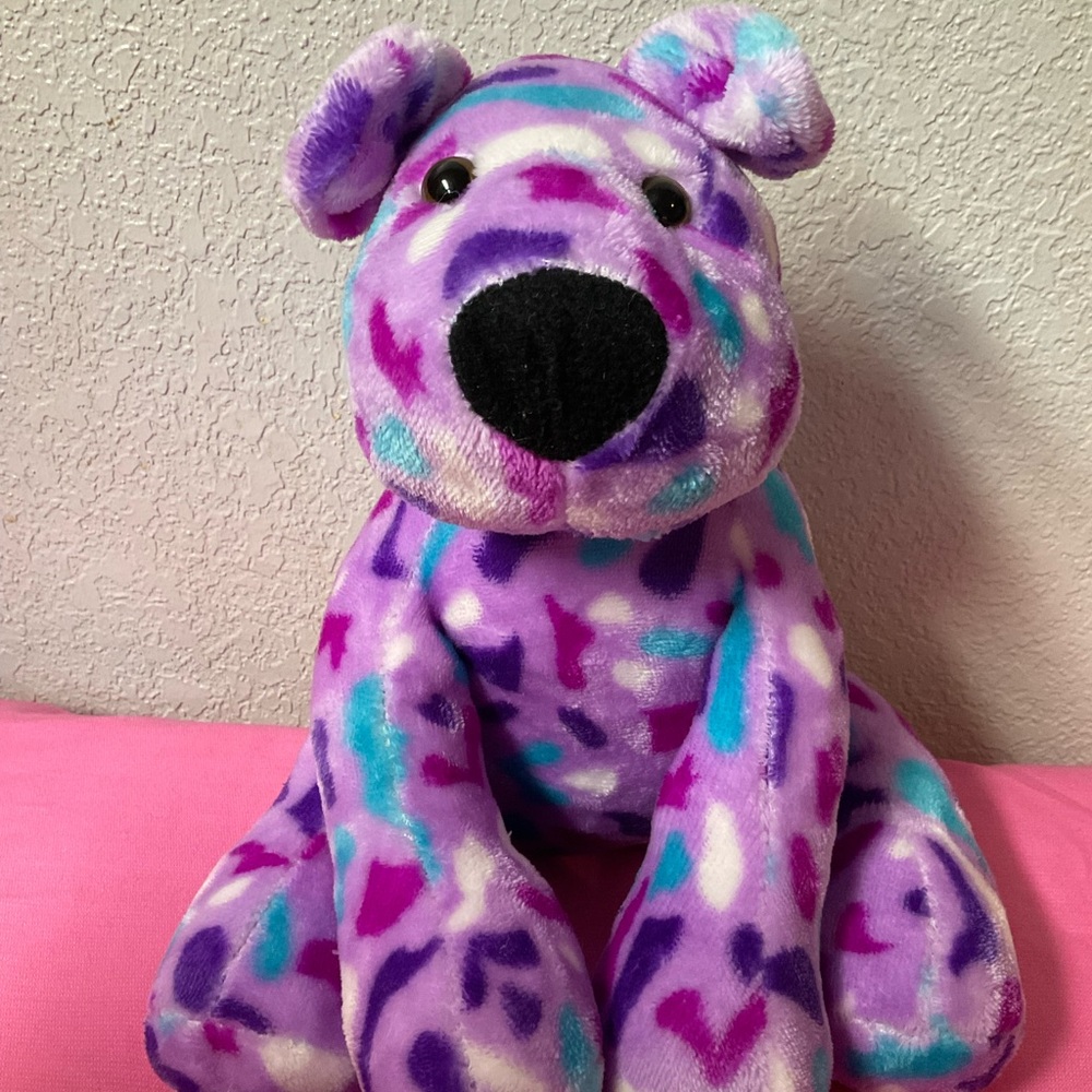 Purple and Blue Multicolored Plush Dog Colorful Stuffed Animals Plush Toys